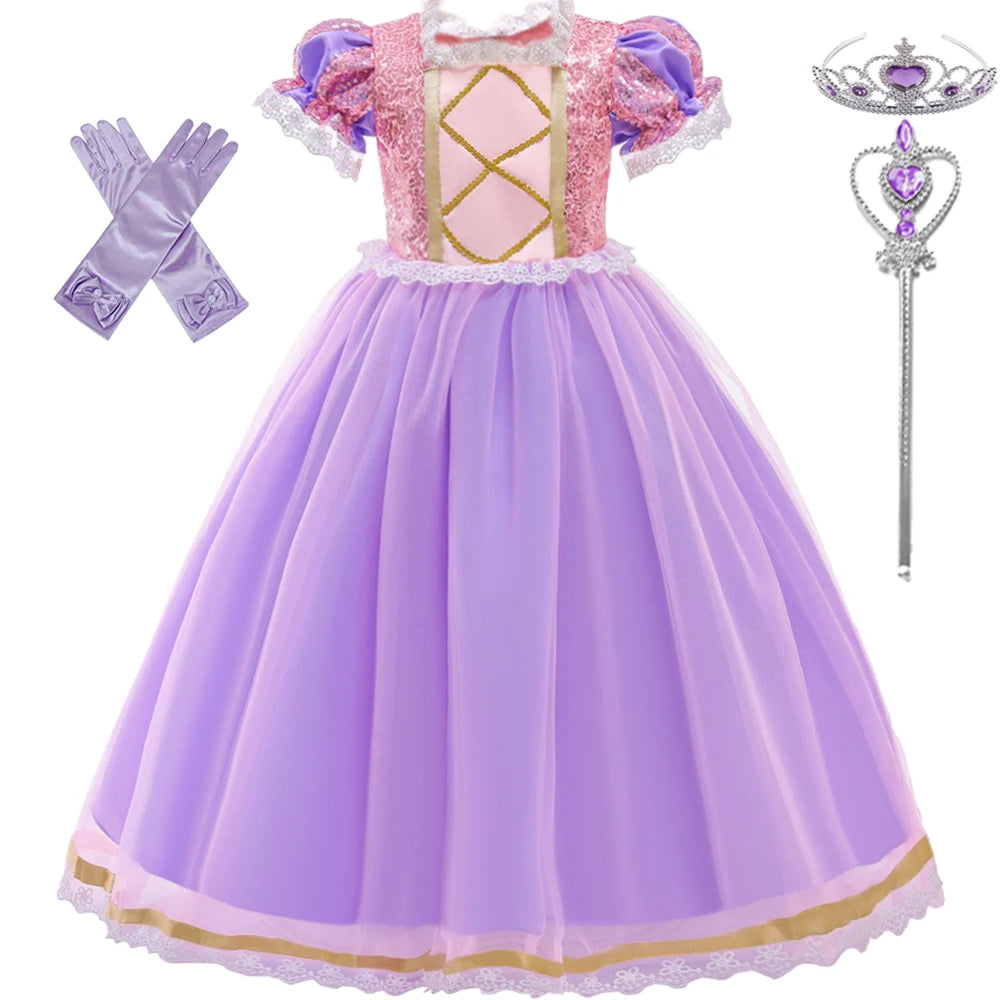 Rapunzel Halloween Costume for Girls Carnival Cosplay Kids Clothes Party Birthday Princess Dress Lace Wedding Christmas Costumes