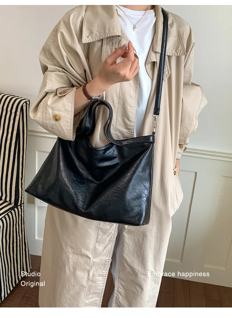 Casual Women Handbags Big Capacity Luxury Design PU Leather Female Shoulder Crossbody Bag Commuting Office Totes Ladies Hand Bag