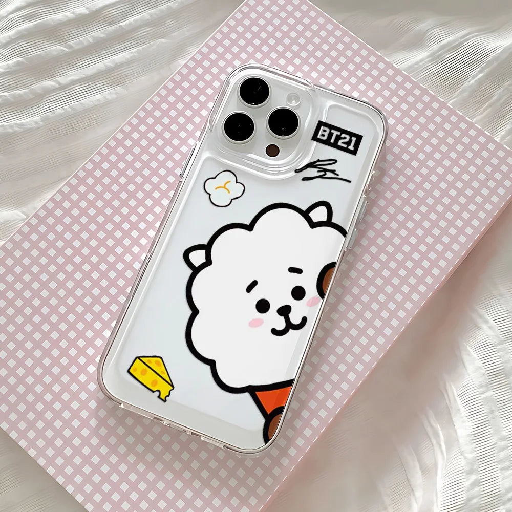 Cute Cartoon -Y-BT-21-Phone Case For iPhone 17 16e 16 15 14 13 12 11 Mini Air Pro Max X XR 7 8 Plus Transparent Soft Back Cover