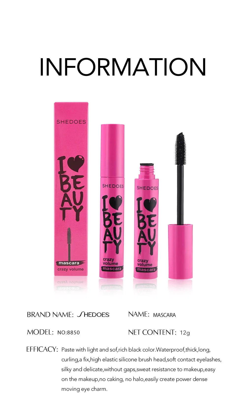 5D Waterproof Mascara Eyelashes Lengthening Long Lasting Silky Lash Black Eyelashes Extension Make Up Beauty Eye Korean Cosmetic