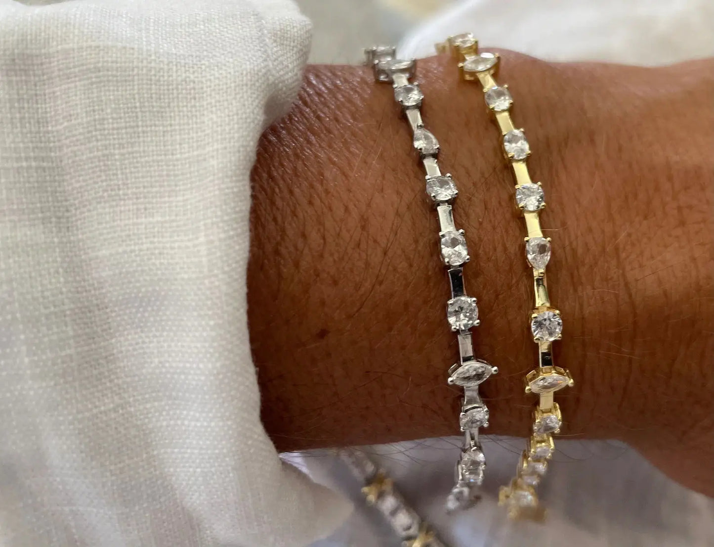 15+4cm Marquise Oval Round Water Drop Cubic Zirconia Tennis Bracelets for Women Gold Platinum Color Fashion Jewelry for Party