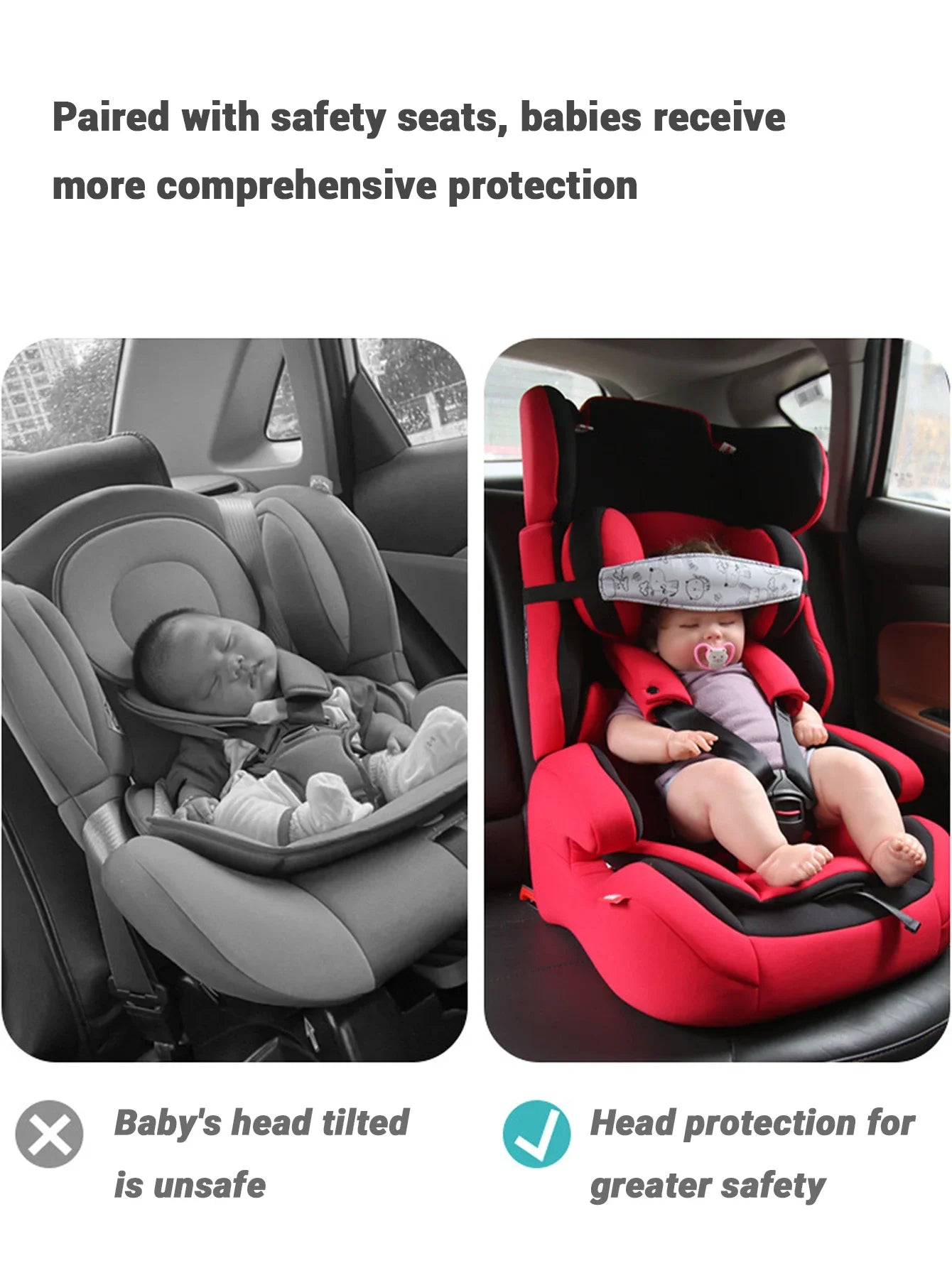 Adjustable Baby Car Seat Head Support Stroller Fastening Belt – Sleep Positioner Pillow for Playpen, Safety for Infant Boy Girl