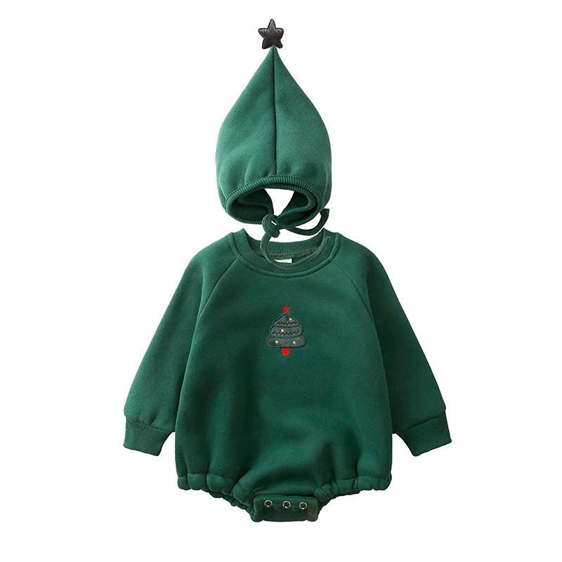 Fashion Baby Romper with Hat Warm Newborn Infant Jumpsuits Boy Girl Embroidery Fleece Cotton Bodysuit for 0-24M Cute Clothes