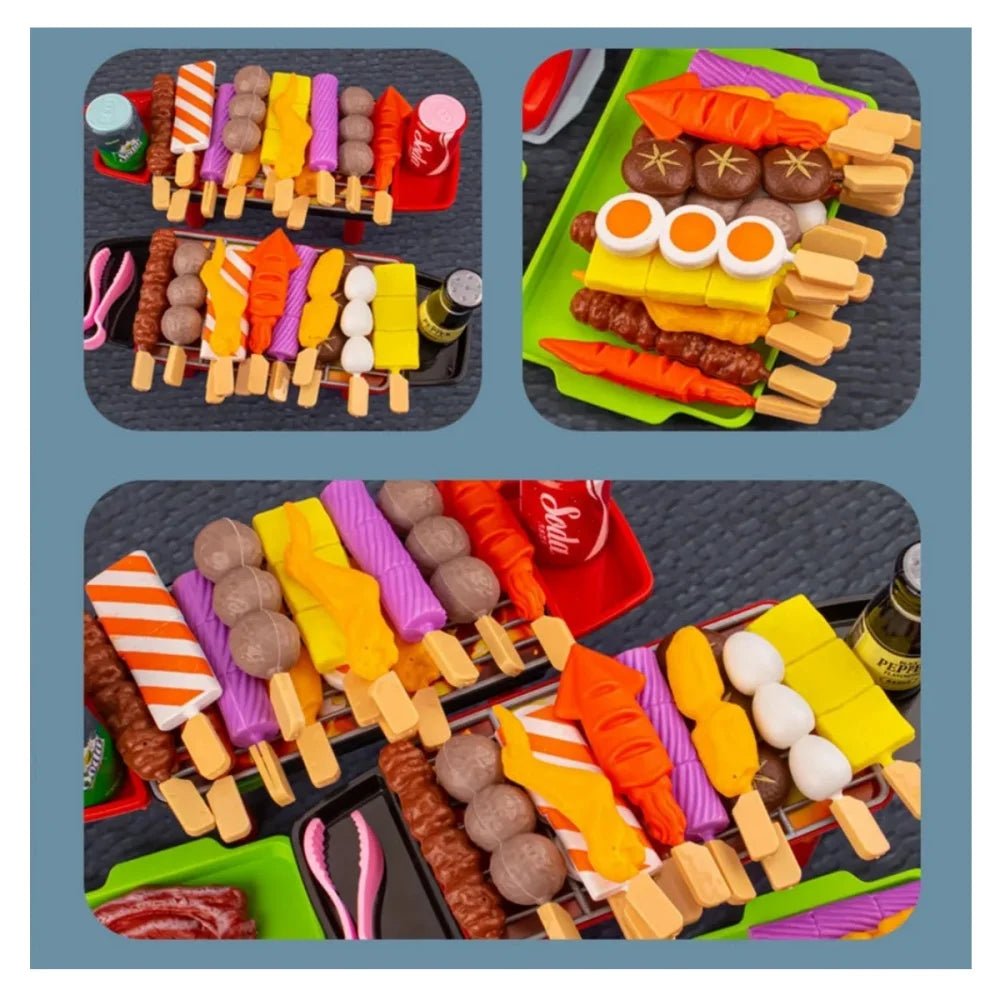 Baby Dress Up Kitchen Toys BBQ Set Kids Simulated BBQ Cookware Cooking Simulated Food Cosplay Educational Gift Toys