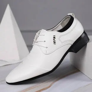 New Men's Slip-On Business Casual Shoes Large Size Fleece Lined Leather Shoes Wear Resistant Rubber Outsole Low Cut Ankle High