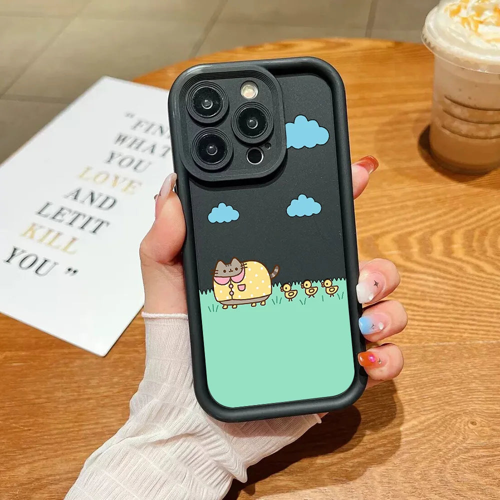 Funny Lovely Pusheen Cat Phone Case For vivo Y39 Y04 Y29 Y28 Y03 Y17s Y19s Y100 Y78 Y36 Y27 Y16 Y77 Y75 Y35 Y22s Y02 Y72 Y76 5G