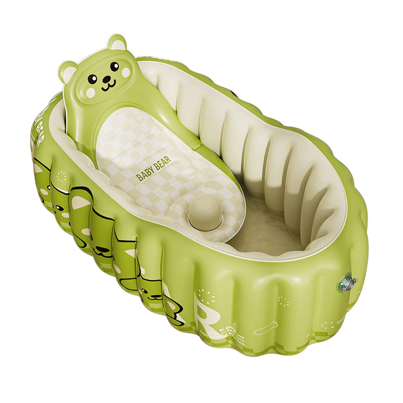 1PC Inflatable baby bathtub Portable Travel Shower Basin with Back Support, Deflates and Folds Easily