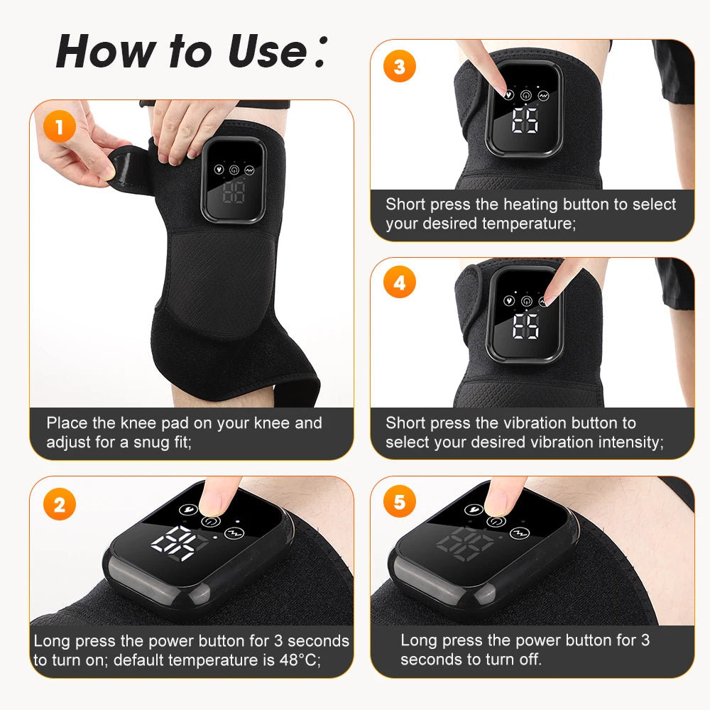3 in 1 Heating Pad Shoulder Knee Elbow Brace for Arthritis Hot Compresss Joint Massage Strap Promote Blood Circulation Kneepad