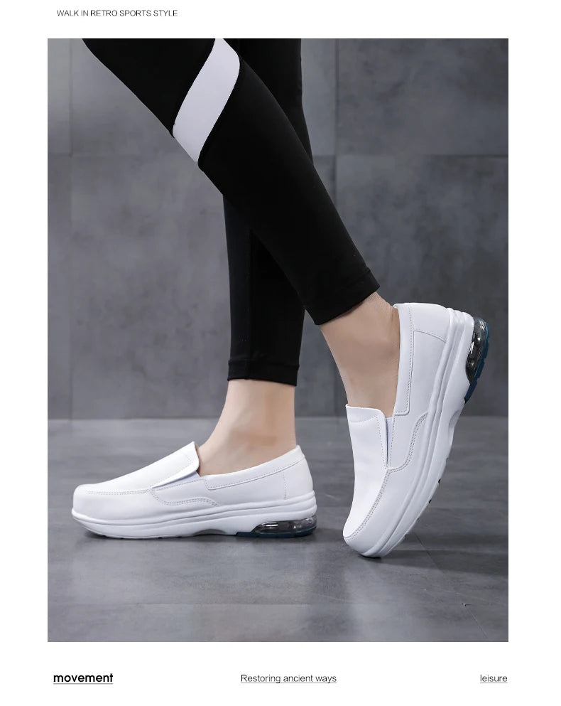 Sneakers Women Nurse White Shoes Comfortable Women Walking Shoes Breathable Female Flats Footwear Platform Lightweight Slip-On