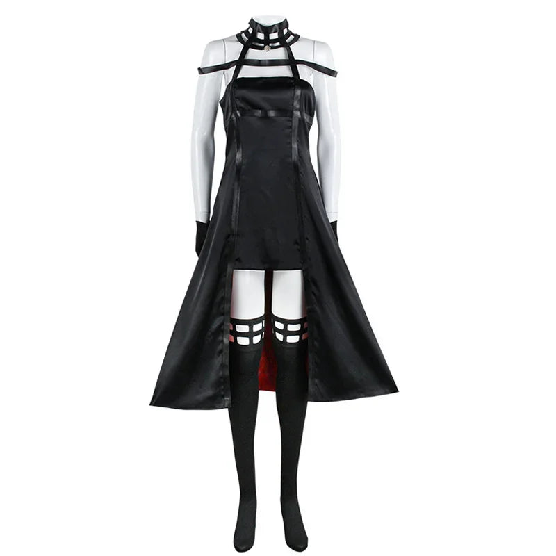 Halloween Party Anime Yor Forger Cosplay Outfit Gothic Assassin Black Red Skirt Dress Suit Uniform Long Hair Wig Earrings