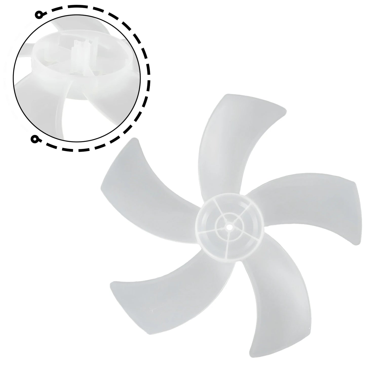 16 Inch Five Leaf Replacement Fan Blade With Nut Cover For Stand Fans And Desk Fans Plastic Material For Household Use