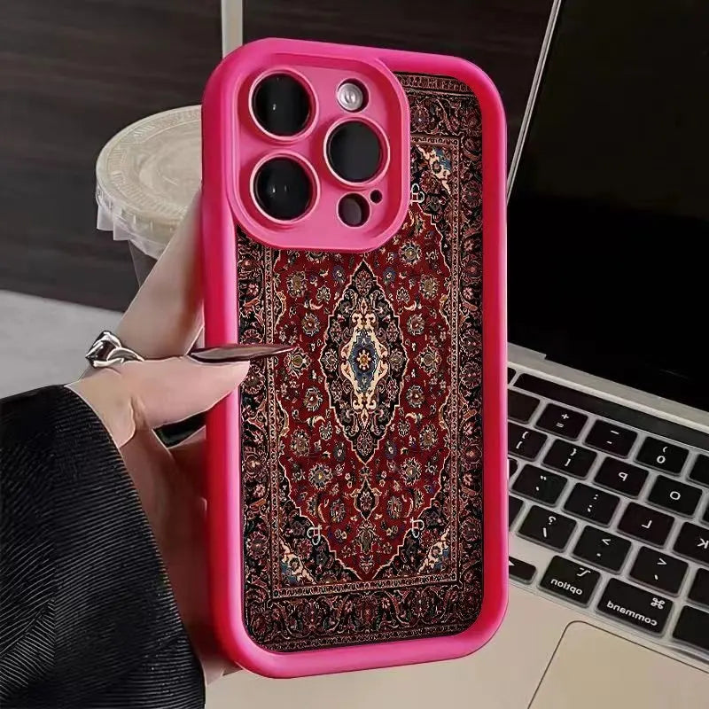 Vintage Pattern Bumper Phone Case For iPhone 17 16 15 14 13 12 11 Pro Max XS XR X 7 8 Plus 16E 17 Air 13 Mini Silicone TPU Cover