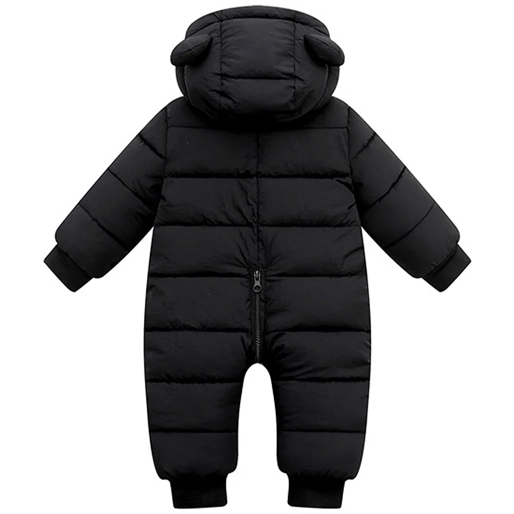 Toddlers Thick Snowsuit,Newborns Fleece Romper with Hood,Boys Girls Ski Wear,Warm Down Jumpsuit,Kids Winter Jumpsuit for 6-24M