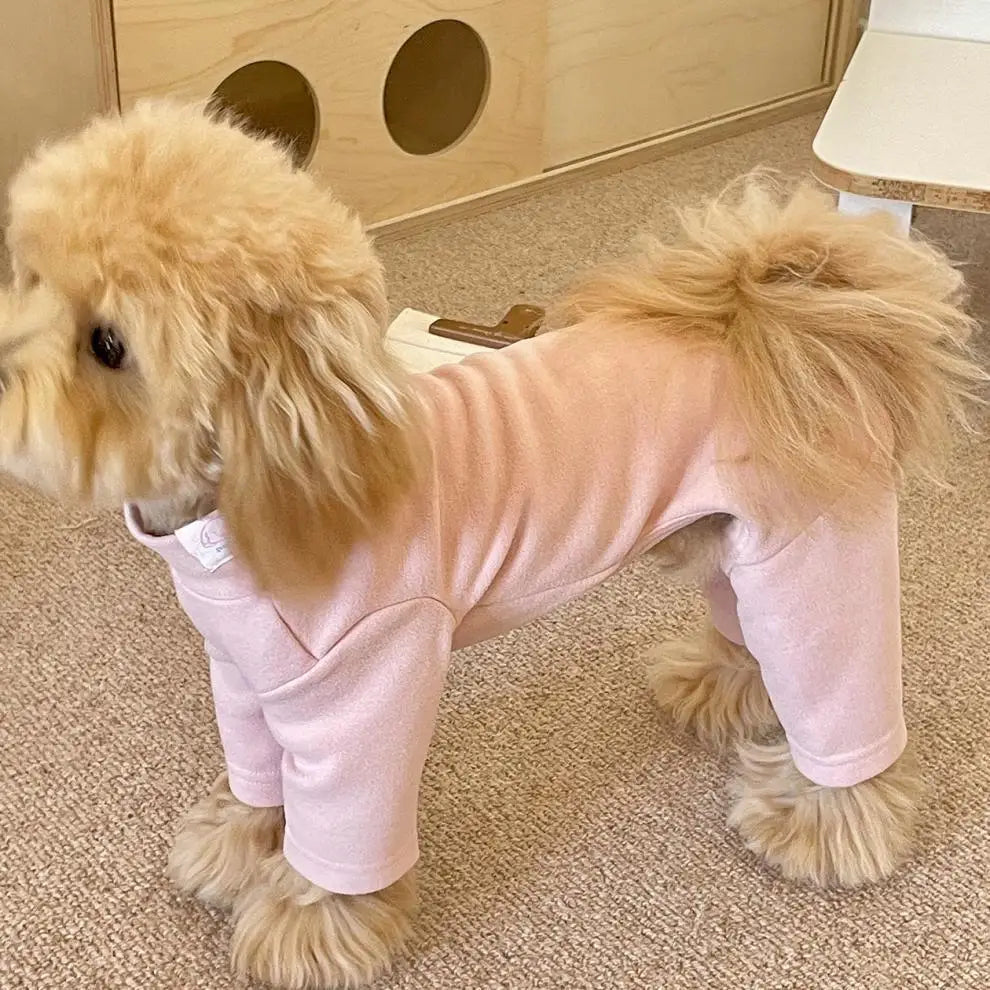 Elastic Pet Jumpsuit Four Legged Pants For Small Medium Dogs Cream Color Cozy Home Base Shirt Winter Warm Dog Clothes