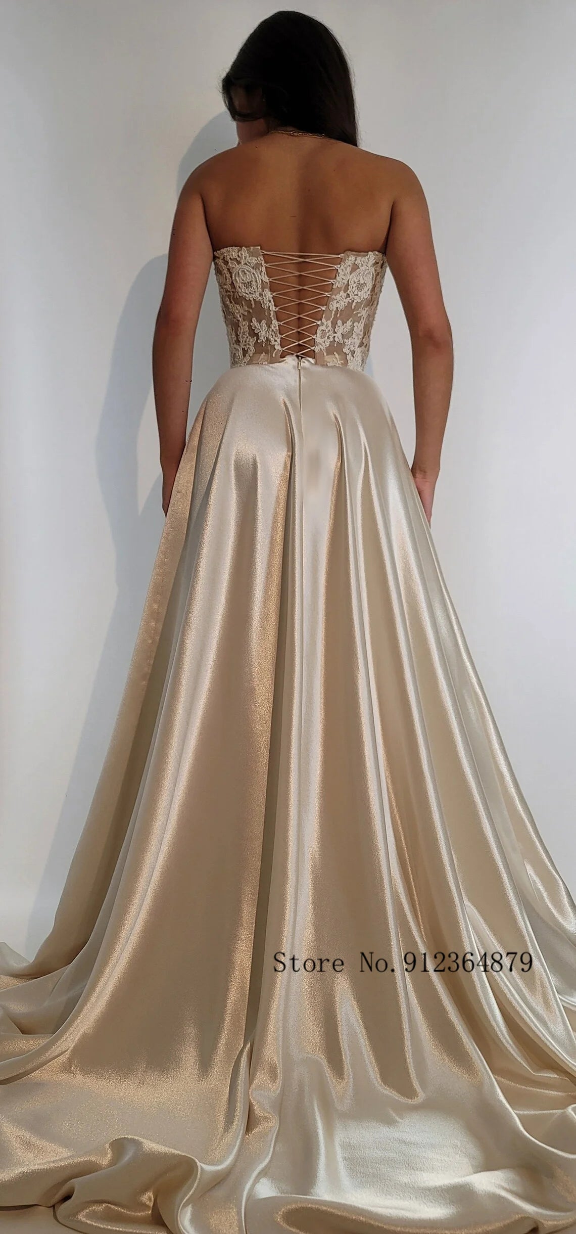 Modern Off Shoulder Beaded Lace Corset Wedding Dress with Satin Skirt and Train, Basque Waist Bridal Gown,