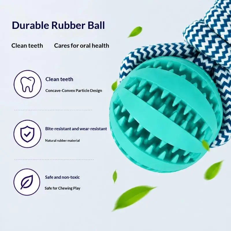 Pet Tug Rope Toy Durable Chewing Dental Health Ball for Interactive Fun Small Medium Dogs