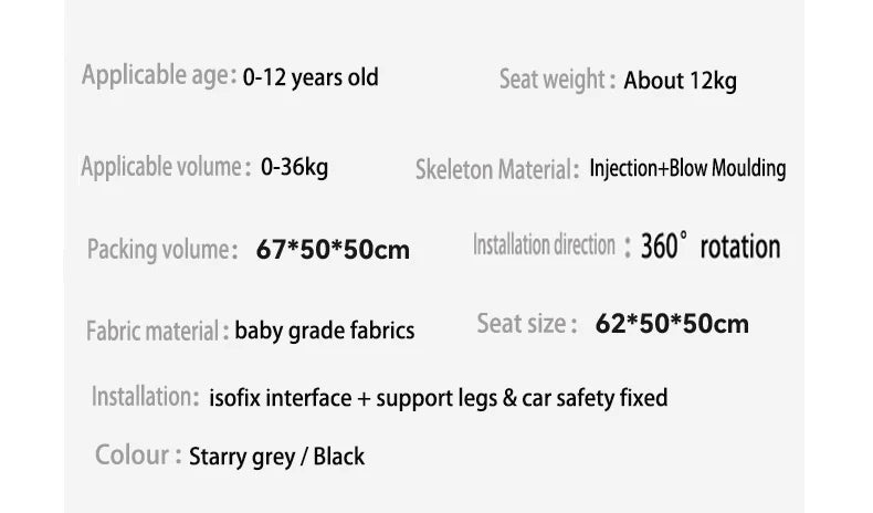 Baby Car Seats Infant Safety Car Seats Child Safety Booster Car Seats Convertible Child Safety Car Seats with Isofix for 0-12Y