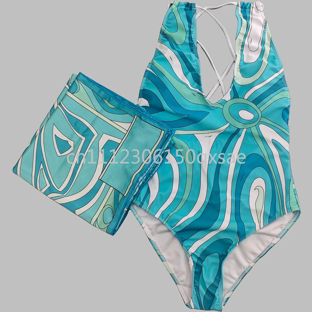 Women's Pink Headband Scarf Swimsuits with Letter Signature Logo Lady Headband Scarf Bikini Sets Beachwear Swimwear