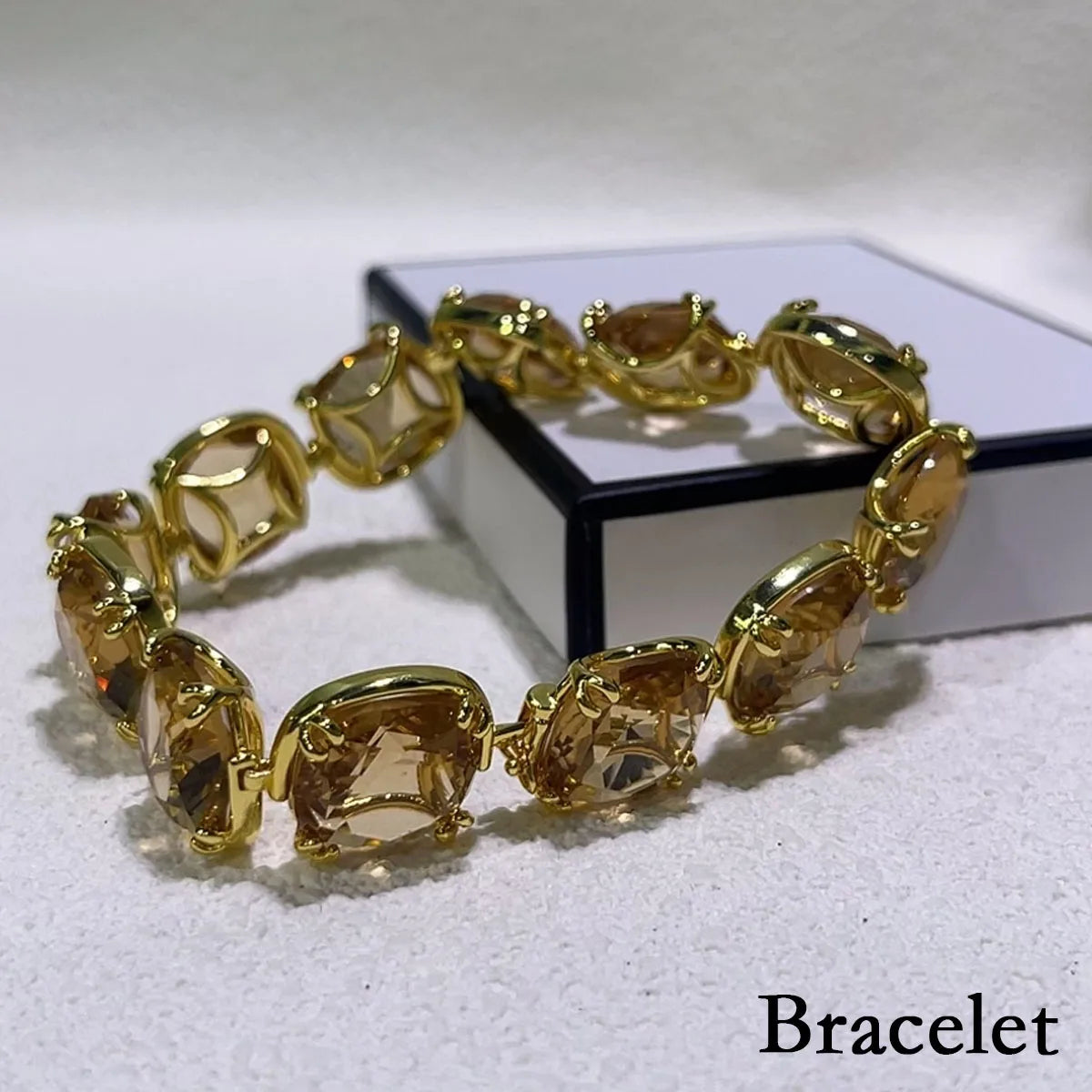 High Quality Fine Jewelry Sets Luxury Black Gold Water Drop Crystal Earring Fashion Necklace Bracelet Romantic Gift for Women