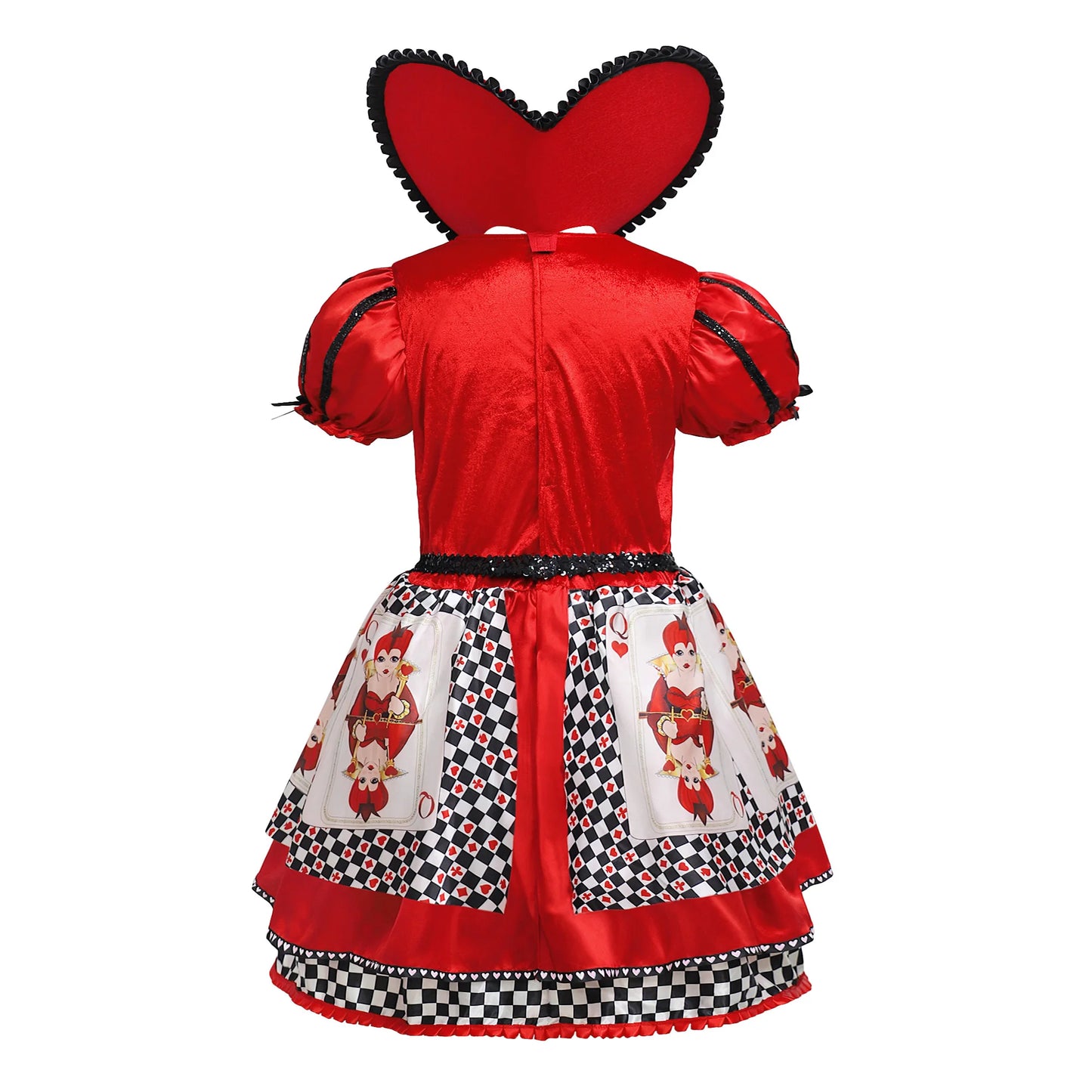 Halloween Red Queen Hearts Cosplay Girls Costume Poker Print Wonderland Birthday Party Dress Girl Stage Drama Show Kids Clothing