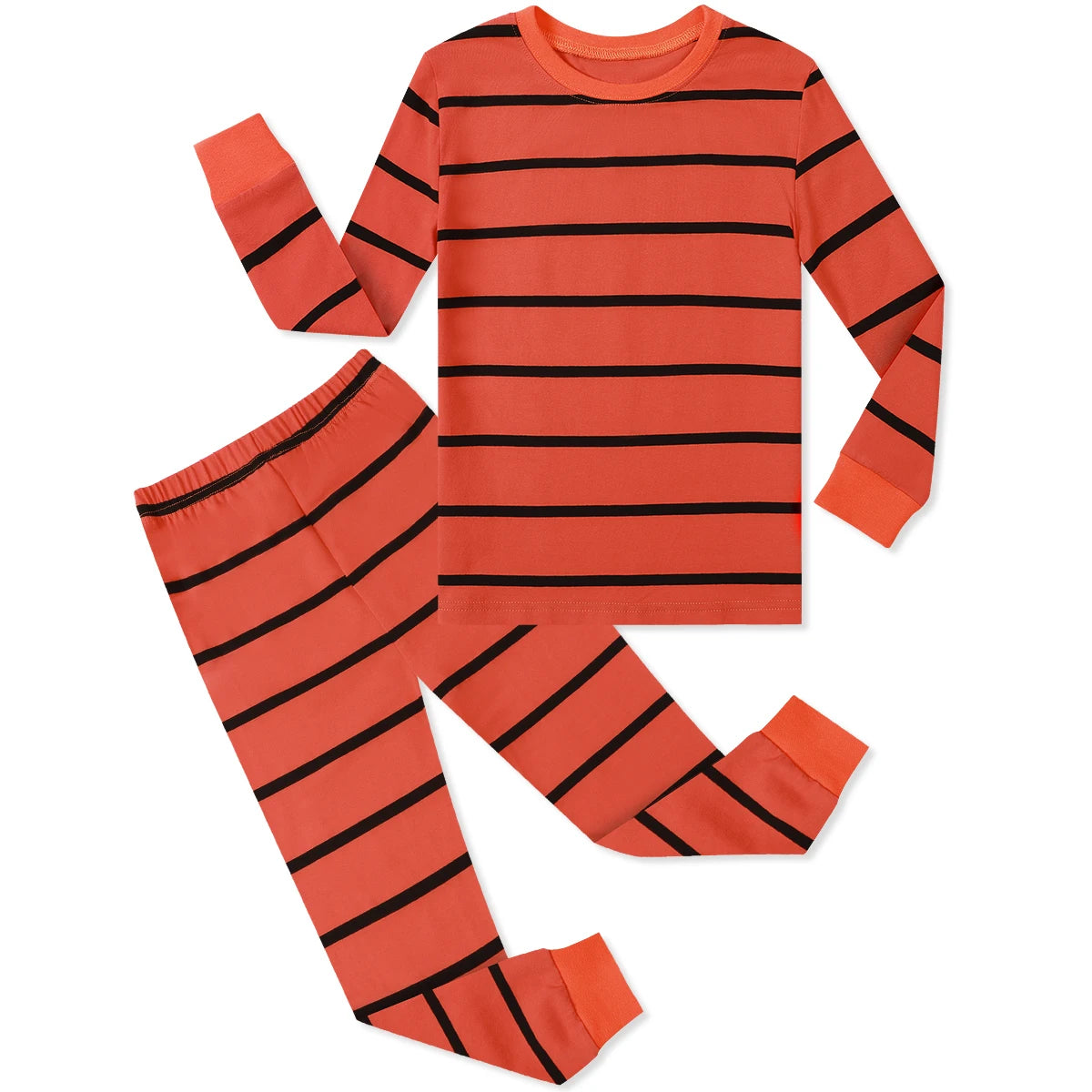 Halloween Pajamas for Kids Toddler Boys Stripe Orange and Black Pyjamas Set Carnival Cosplay Party Gift Winter Cotton Costume