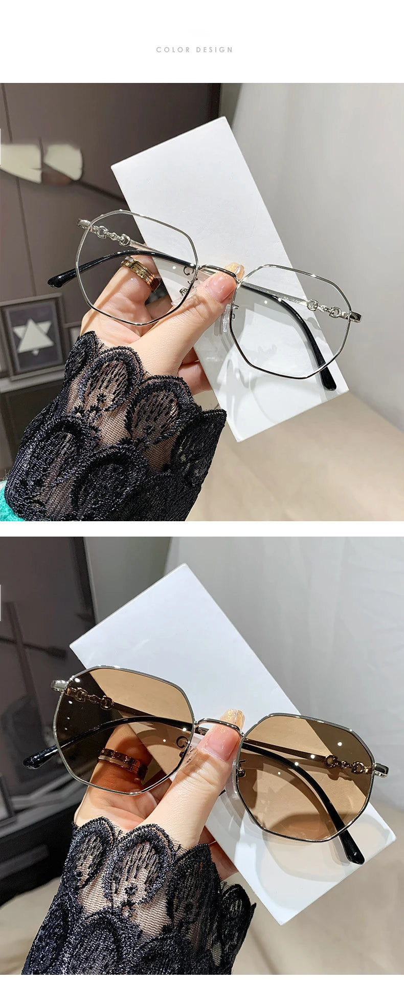 New Fashion Photochromic Myopia Glasses Women Color Changing Sun Shades Sunglasses with Minus Diopters Prescription Lens Glasses