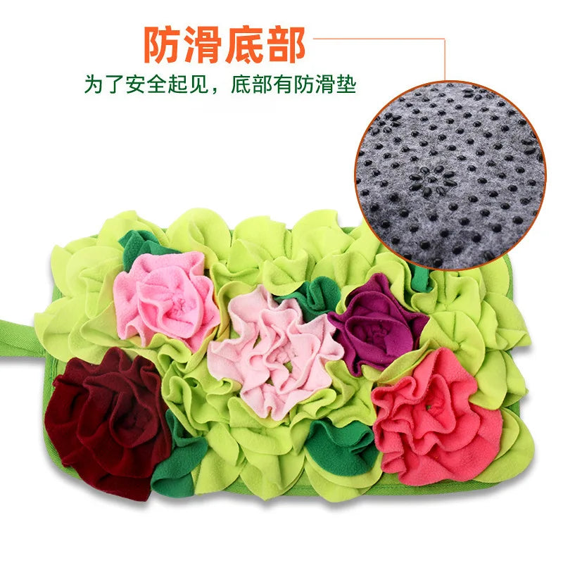 Pet Sniffing Mat Dog Interactive Flower Slow Feeding Training Pad Puzzle Treat for Dogs Cats Rabbits Foraging Skills