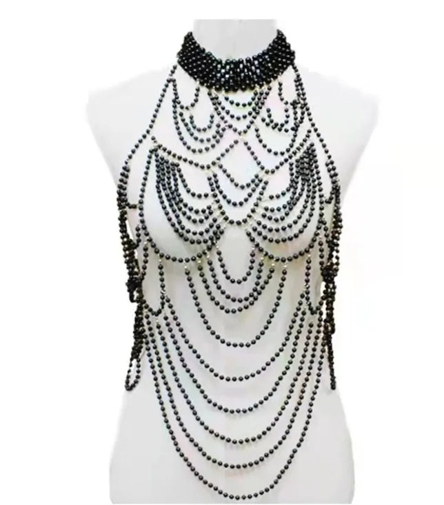 Body Chain Jewelry Pearl Sexy Beaded Collar Shoulder Bikinis Waist Chain Bra Body Chains For Women Waist Hain Wedding Dress