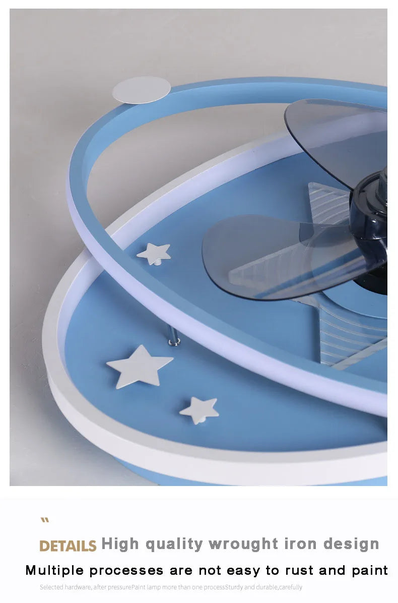 with light small ceiling fan Led kids light with fan Chandelier For Home Bedroom Lamp 3 Color Dimmable remote control fan light