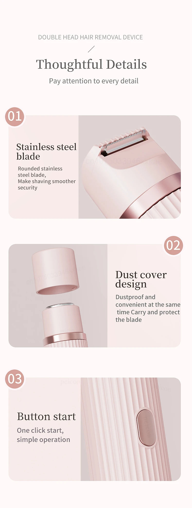 Electric Razor for Woman Bikini Trimmer Body Epilator Women Electric Shaver for Private Area Underarm Legs Facial Hair Removal