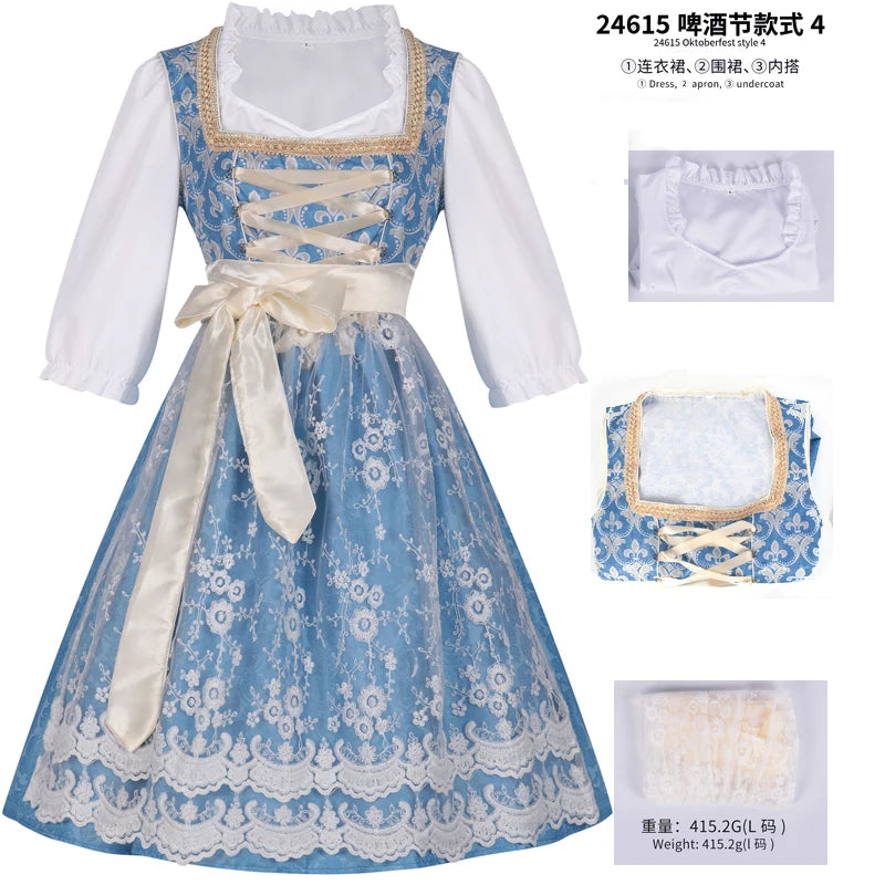 Halloween Carnival Cosplay Costume German Oktoberfest Maid Dress Woman Bavarian Traditional Embroidery Outfits Performance Girl