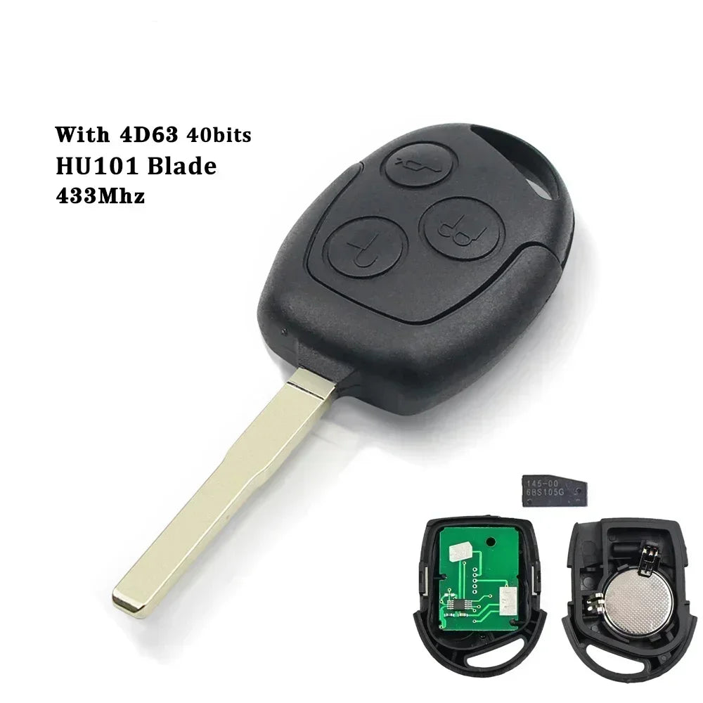 KEYYOU With Cutting Service Remote Car Key For Ford Focus Fiesta Mondeo Fusion Transit KA 2001 2002-2008 433MHz 4D60 4D63 Chip