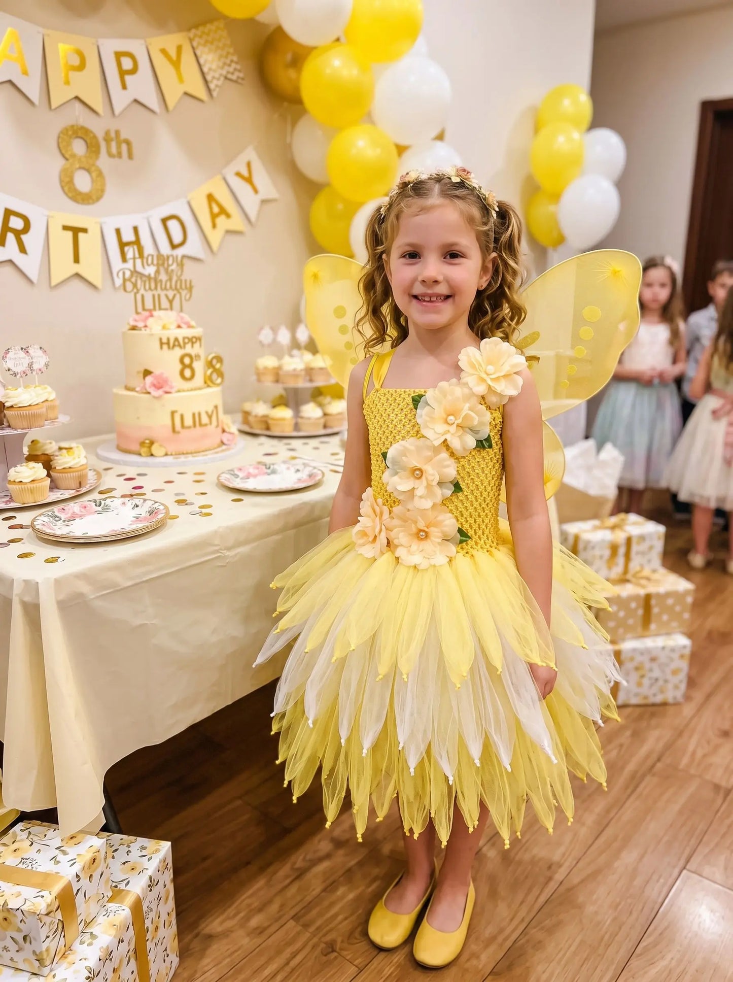 Girls Fairy Costume Princess Dress Kids Butterfly Wing Outfit Tulle Dress Halloween Birthday Party Fancy Dress Carnival Pageant