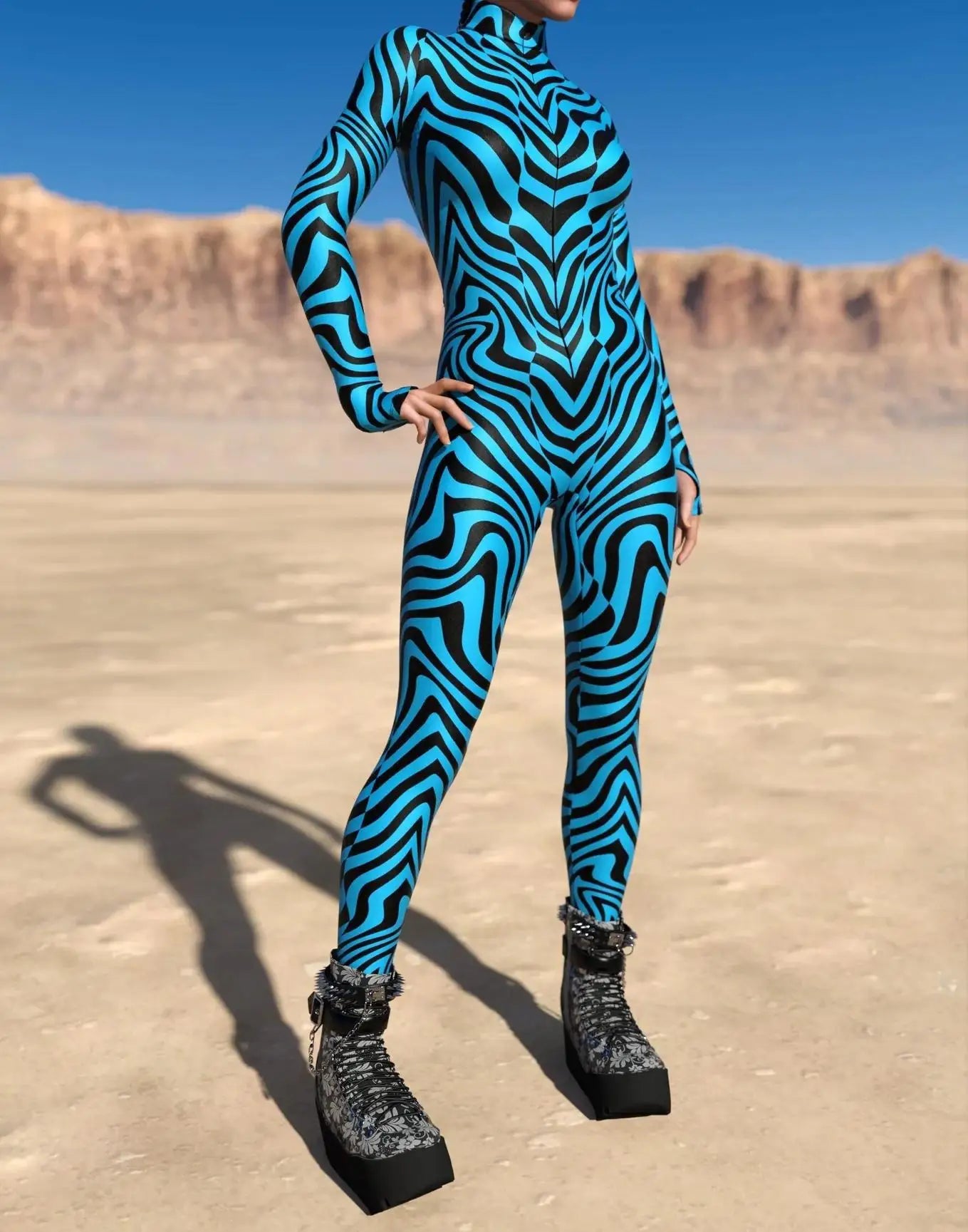 Halloween Costumes for Women 3D Abstract Print Full Body Jumpsuit Sexy Skinny High Neck Zentai Suit for Carnival Cosplay