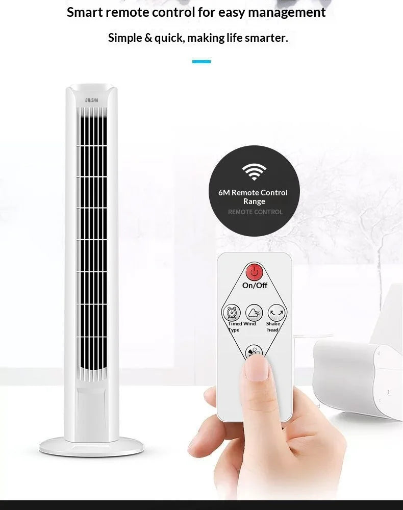 Bladeless Oscillating Tower Fan Quiet Remote Control USB Portable Adjustable Height Silent Bedroom Office Dorm Air Conditioner