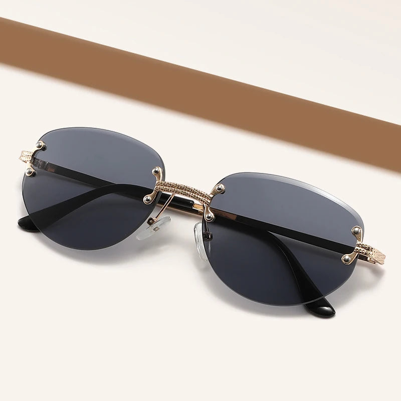 Rimless Sunglasses Irregular Fashion Popular Women Men Shades Small Square Sun Glasses for Female Male Summer Traveling Oculos