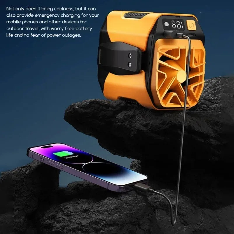 Rechargeable Waist Fan Portable Hands Free Mini Fan With Power Bank Flashlight 5 Speeds  Activities Hands-Free Hanging Neck Fans