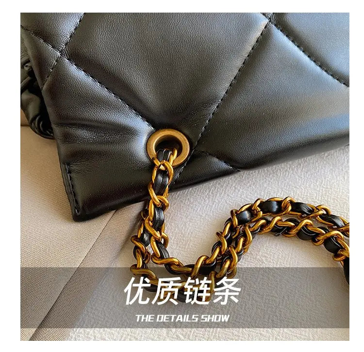Square Vintage Leather Crossbody Bag Women Handbag Designer Shoulder Tote Purse Classic Diaper Bag