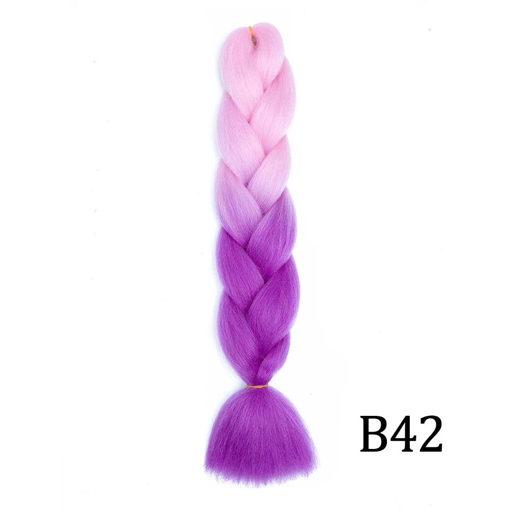 Synthetic 24Inch Long Jumbo Braids Extensions Yaki Straight Braiding Hair Afro Ombre Color Hair for Women
