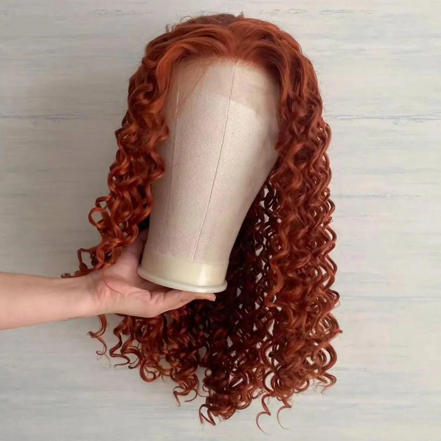 Auburn Ginger 13X4 Deep Curly Lace Front Wigs for Women Copper Red Orange Long Kinky Synthetic Hair Heat Resistant Party Cosplay
