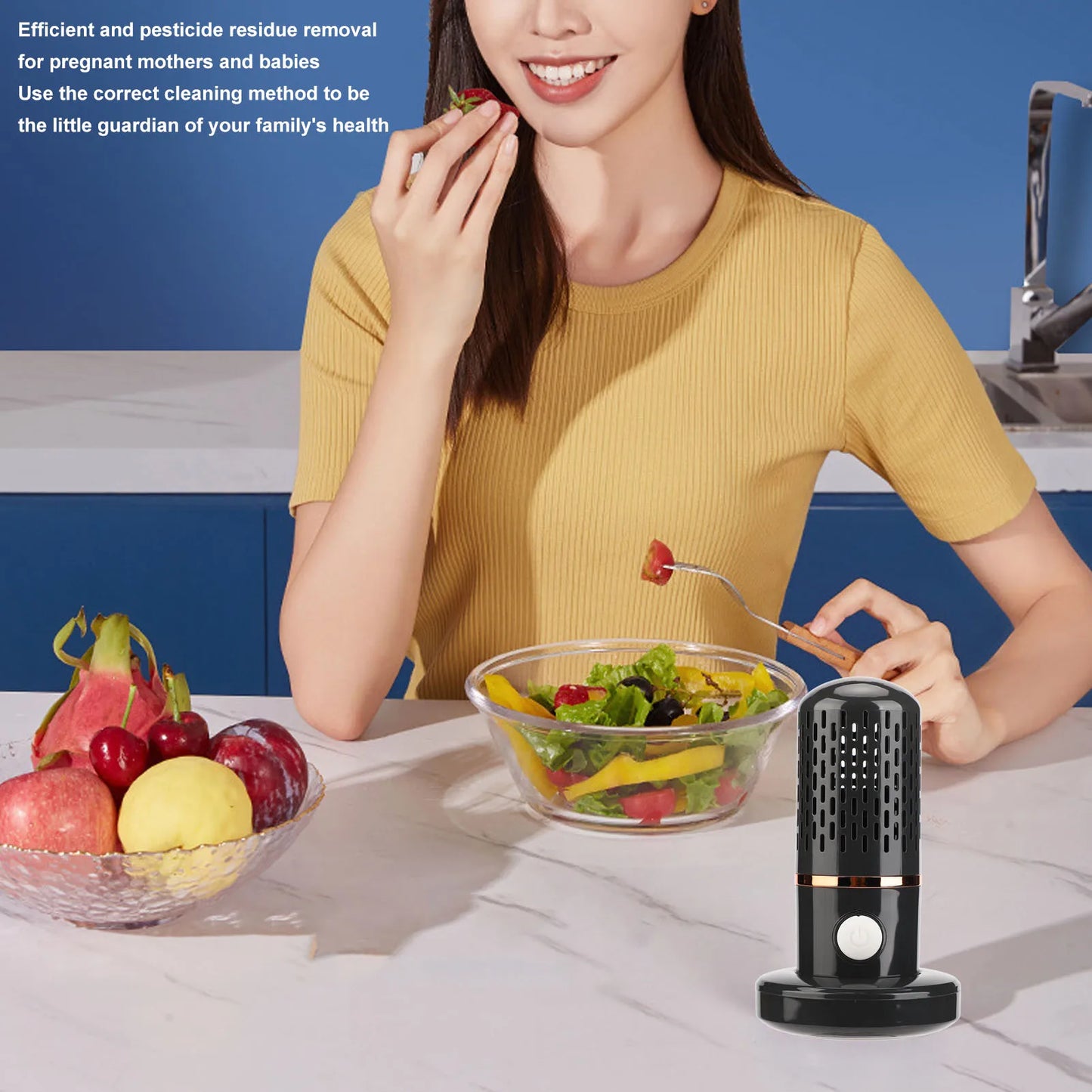 Vegetable Washing Machine Multifunction Wireless USB Charging Auto Capsule Fruit Purifier for Kitchen Vegetable Washing Machine
