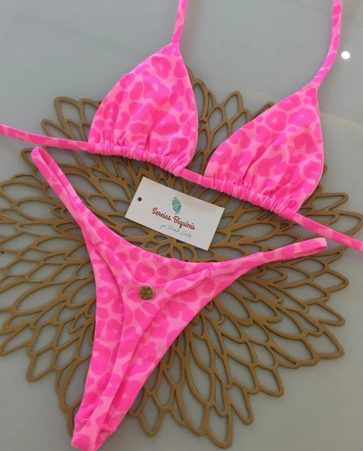 Swimwear Women Leopard Printed Sexy Bikini Set Striped Beachwear Summer Swimsuit Two-pieces Thong Bathing Suit Biquinis