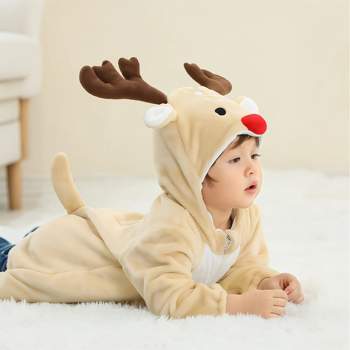 Baby Rompers Boy Winter Clothes Christmas Deer Costume Toddler Flannel Cosplay Overall Infant Girls Boys Jumpsuit 0-5 Years