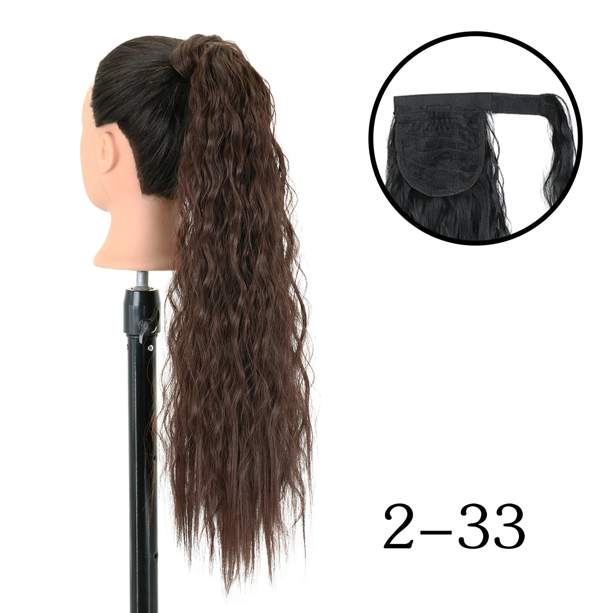 LANSA Synthetic Long Curly Ponytail Natural Puff Wrap Around Clip In Ponytails Hair Extensions Black Brown Ponytail For Women