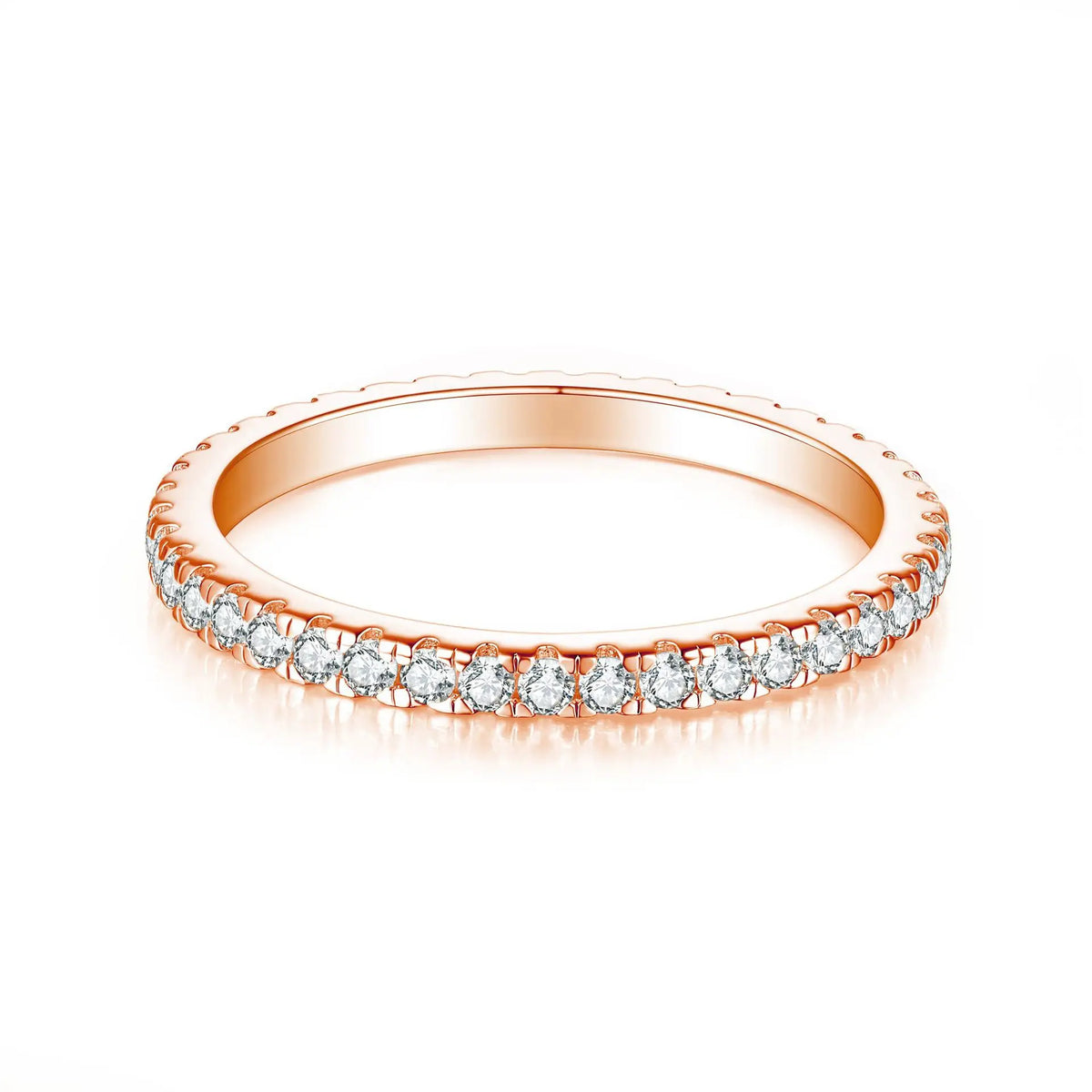 1.5mm All Moissanite 925 Sterling Silver Ring For Women with White Gold Plated Lab Diamond Engagement Wedding Band Jewelry