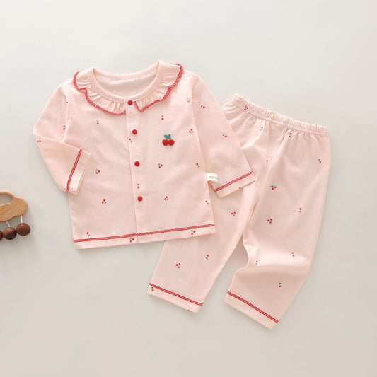 Baby Summer Clothes, Two-Piece Set for Girls, Air-Conditioned Clothing, Class a Pure Cotton Pajamas, Newborn Underwear Set, Thin Style