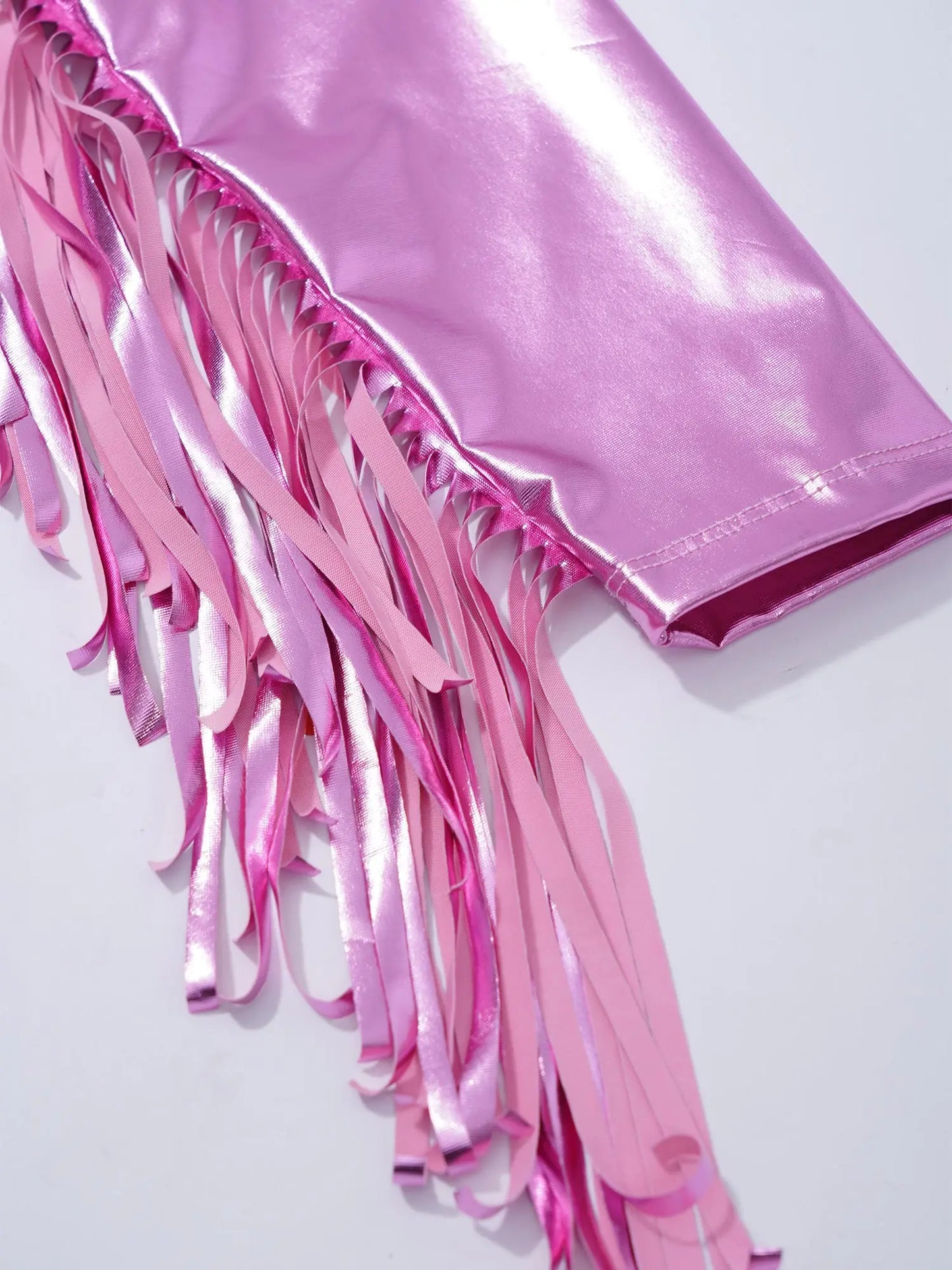 Girl's Tassels Jackets Streetwear Metallic Jazz Dance Costume Turn-Down Collar Childs Fashion Fringe Coats Jacket Party Jacket