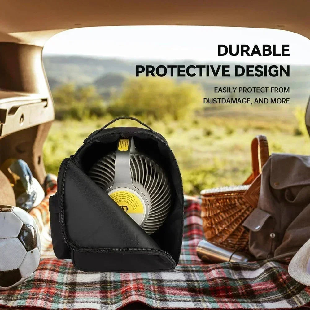 Folding Fan, Retractable Fan Storage Bag, Waterproof Camping Fan Tote, Shockproof Round Cosmetic Bag With Zipper Handle Tools