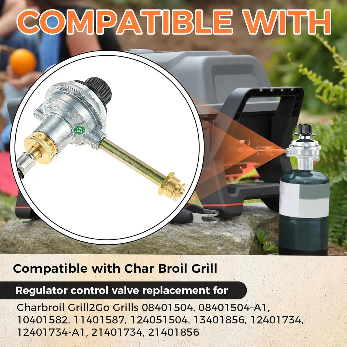 29102349 Grill Regulator Control Valve Compatible with Charbroil Grill2Go X200 Portable TRU - Infrared Liquid Propane Gas Grill