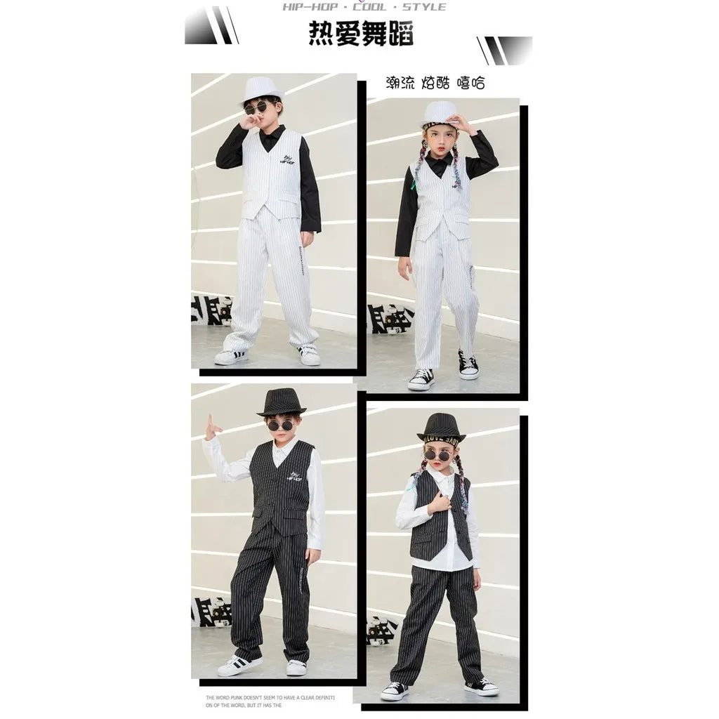 Kids Performance Costume Stage Outfit for Hiphop Dance Clothing Boys Girls Jazz Breaking Streetdance Waistcoats